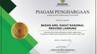 Baznas Lampung Terima Penghargaan Baznas RI