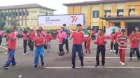 Peringati HUT Ke-77 Bhayangkara, Polda Lampung Gelar Olahraga Bersama