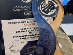 PT PLN NP UP Bandar Lampung Raih Penghargaan Indonesia Corporate Sustainability Award untuk kategori Creating Shared Value