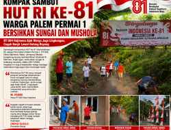 Kompak Sambut HUT RI KE-81, Warga Palem Permai 1 Bersihkan Sungai dan Mushola